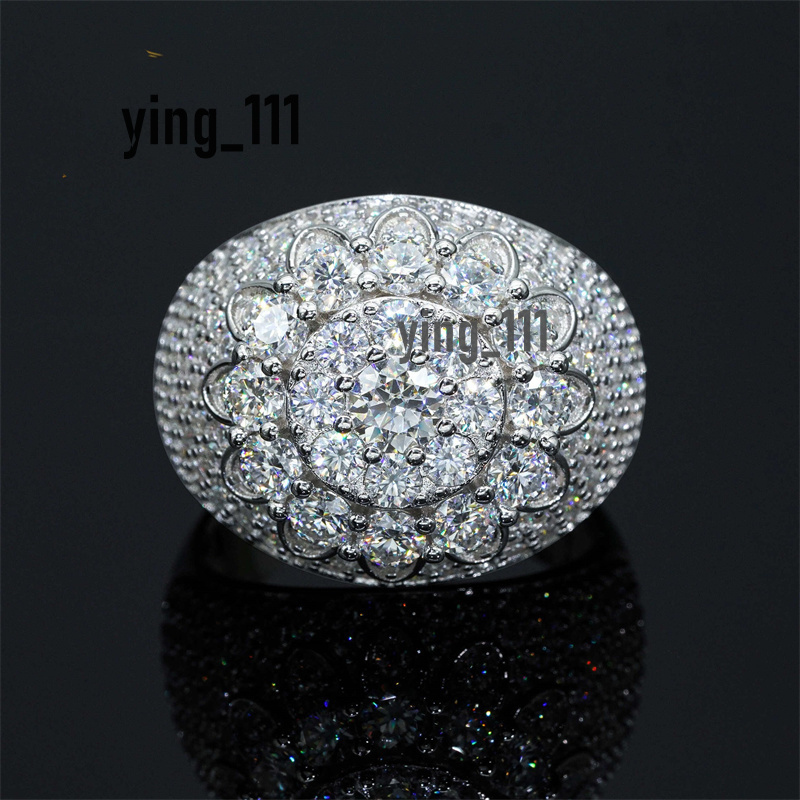 Passed Test S925 Sterling Silver Full Moissanite Diamond Ring for Men Women Party Wedding Nice Gift
