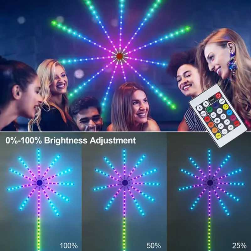 2025 LED Fireworks Light LED Garland RGB Neon String Light Bluetooth APP Control Music Sync Bedroom Wedding Decor Fairy Lights W251112