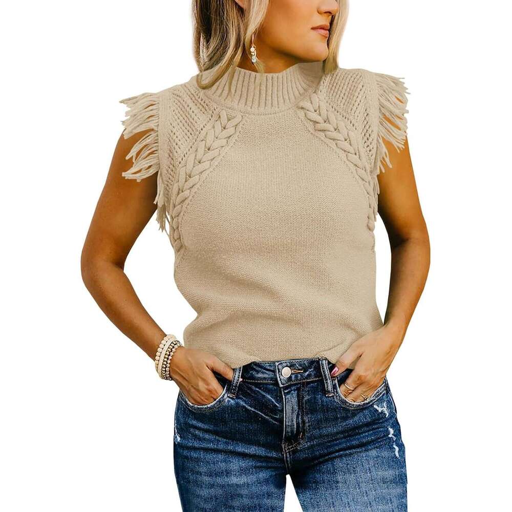 Women's clothing 2025 new TK women's woolen top casual weave sleeveless sweater vest