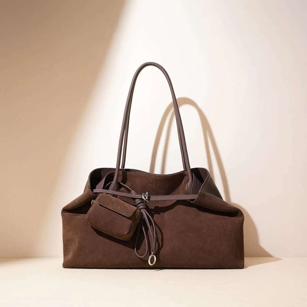 Motingsome Suede Genuine Woman Casual Tote Bag With Purse Roomy Large Capacity Lady Vacation Shoulder Handbag 2025 New