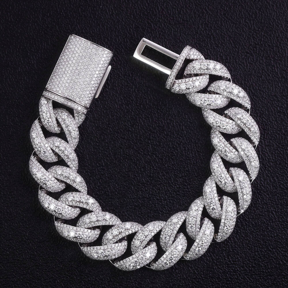 Factory Custom 10K White Gold VS Lab Grown Diamond DEF Hip-Hop Rap Style Heavy Iced 7-24 Inches 20mm Cuban Link Necklace Men