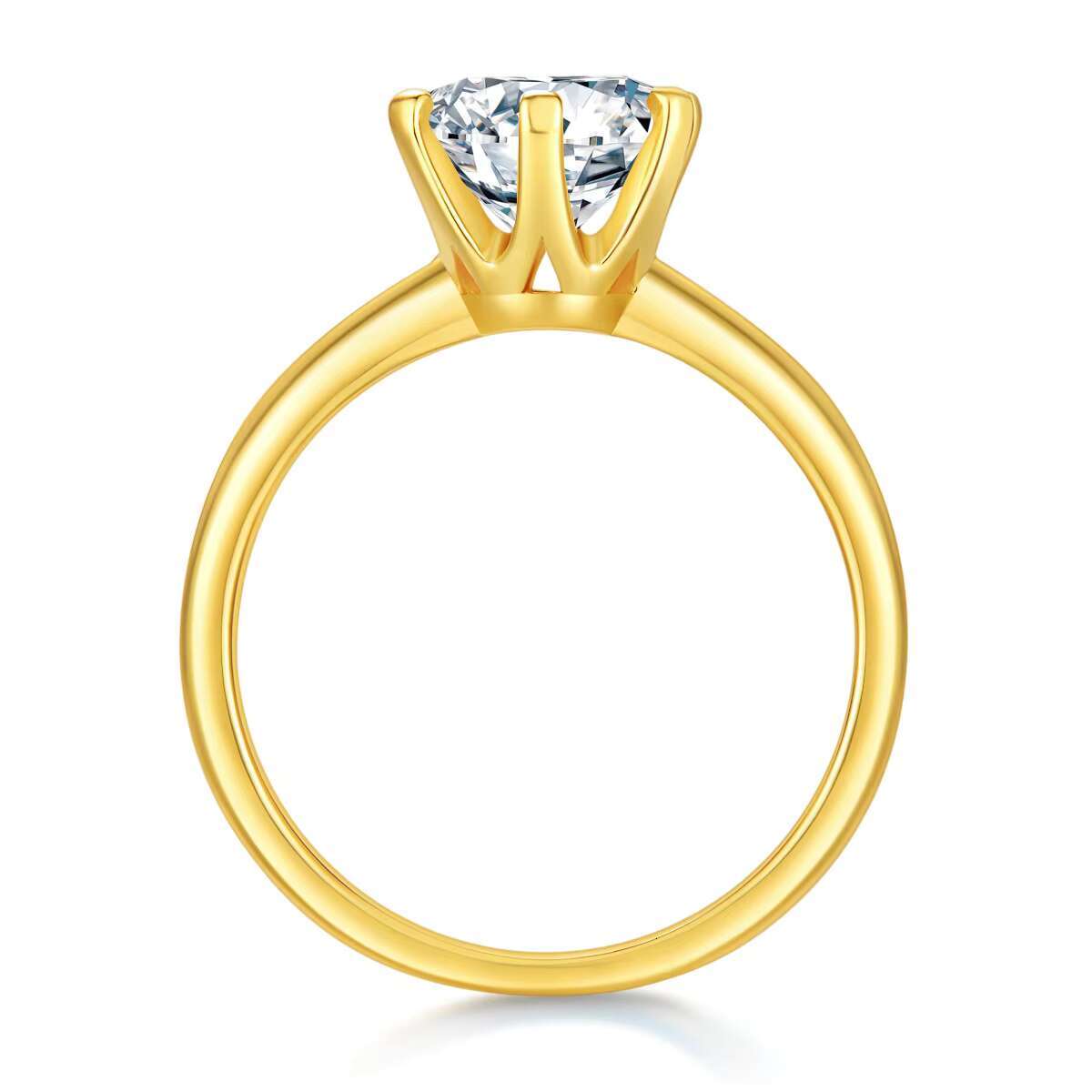 De Classic Six Claw Moissanite Wedding Ring 1ct VVS Moissanite Gold Color Eternal Engagement Ring for Proposal 925 Silver Rings