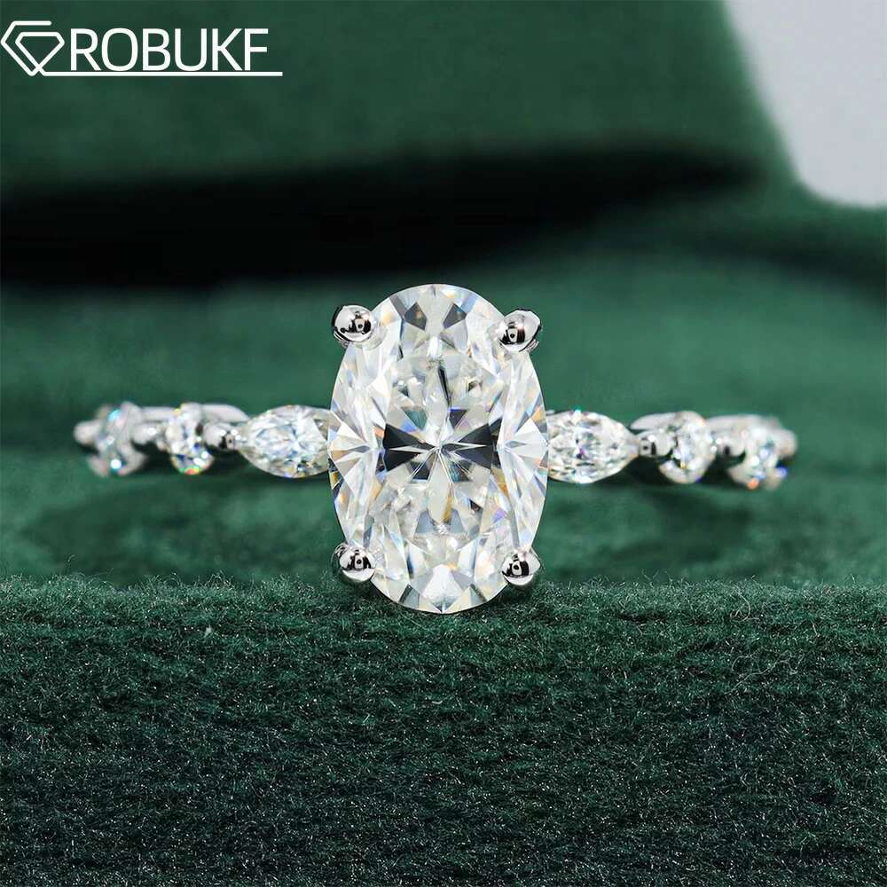 1/2ct Full Moissanite Engagement Ring For Women Oval Marquise Cut Brilliant Cut Diamond 925 Sterling Silver Wedding Band Jewelry