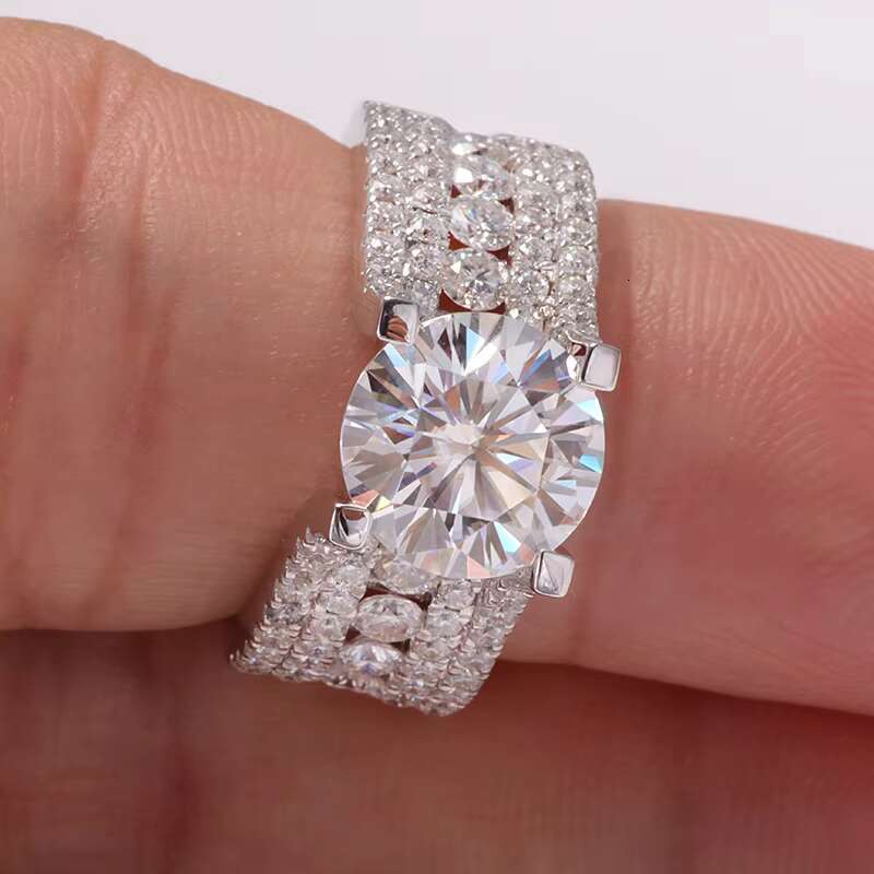 Luxury 3 CT Wedding Rings Moissanite Diamond Ring 18k White Gold Solid Ring for Women