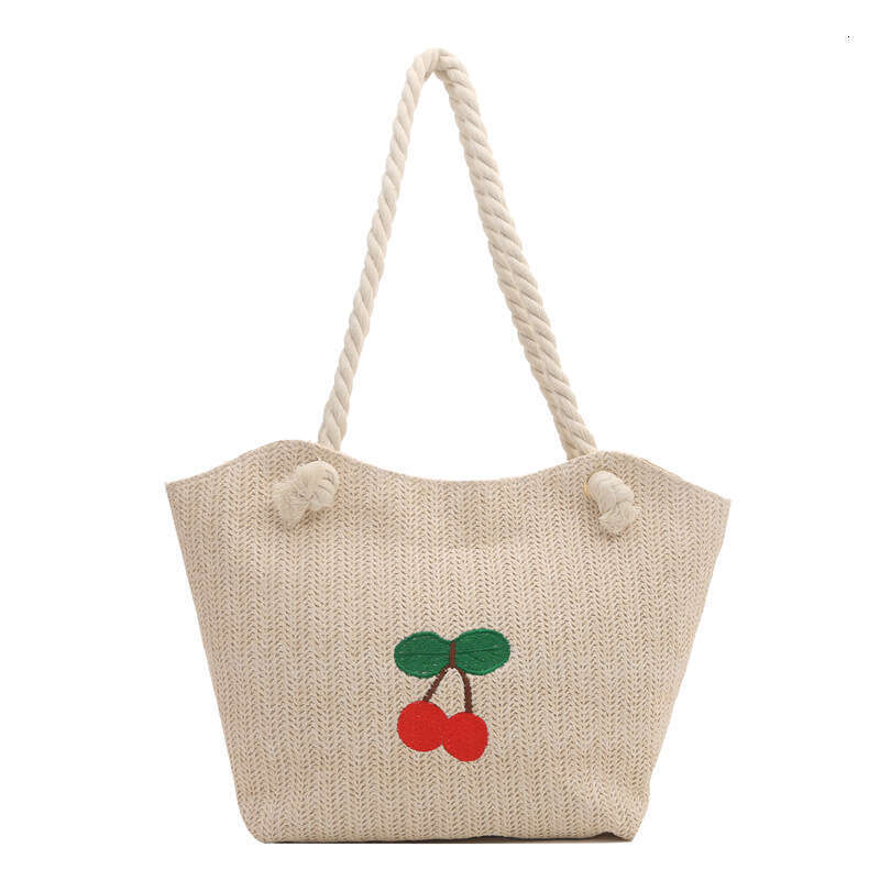 Handheld straw women's new summer woven shoulder bag, simple water bucket, casual large capacity tote bag