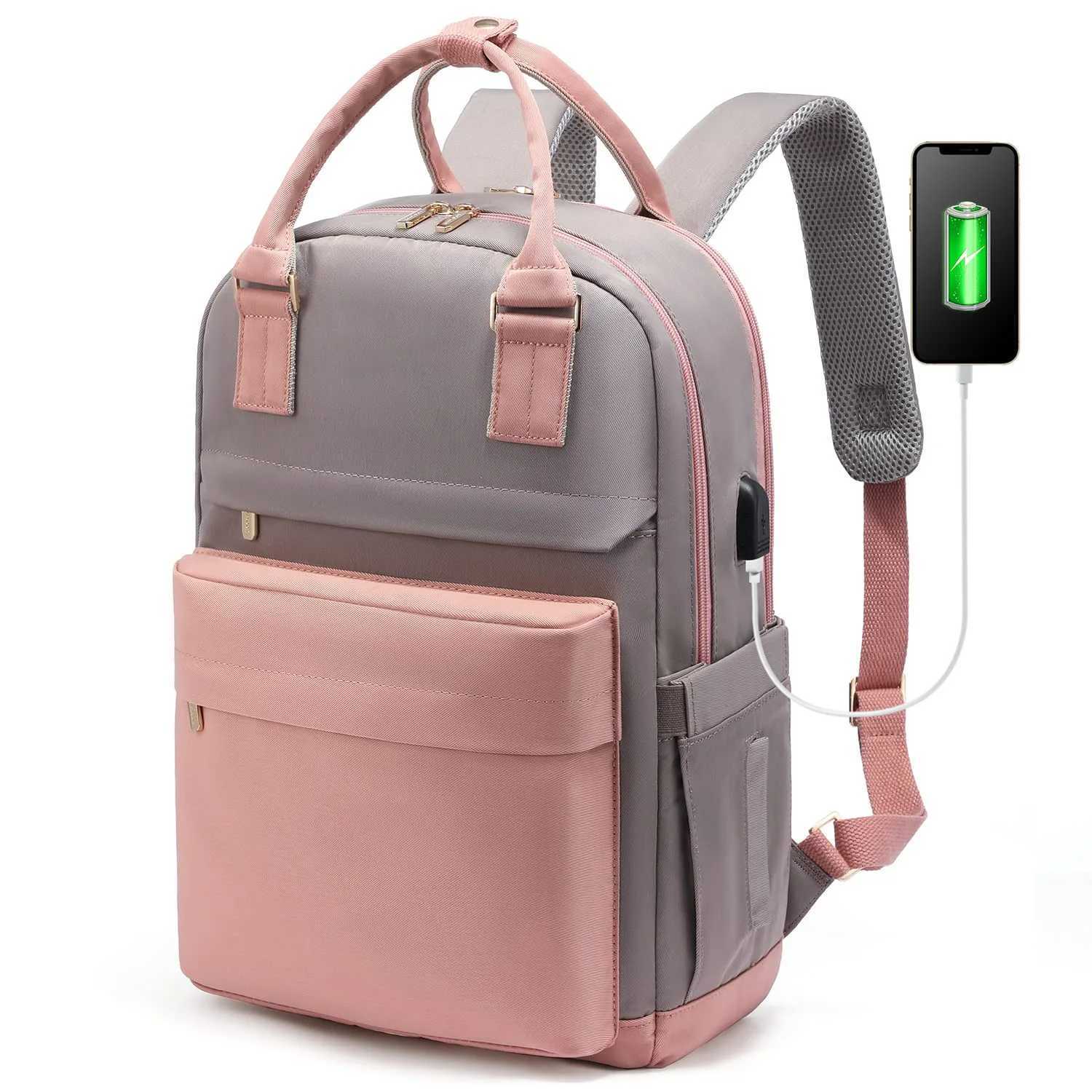 Laptop Backpack For Women 15.6 Inch With USB Port Waterproof Travel Bags Vintage Daypacks Bookbag For College School WorkZ250412