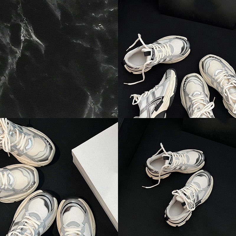 Free shipping designer thick soled shoes women black silver gray comfortable breathable wear-resisting outdoor casual shoes new