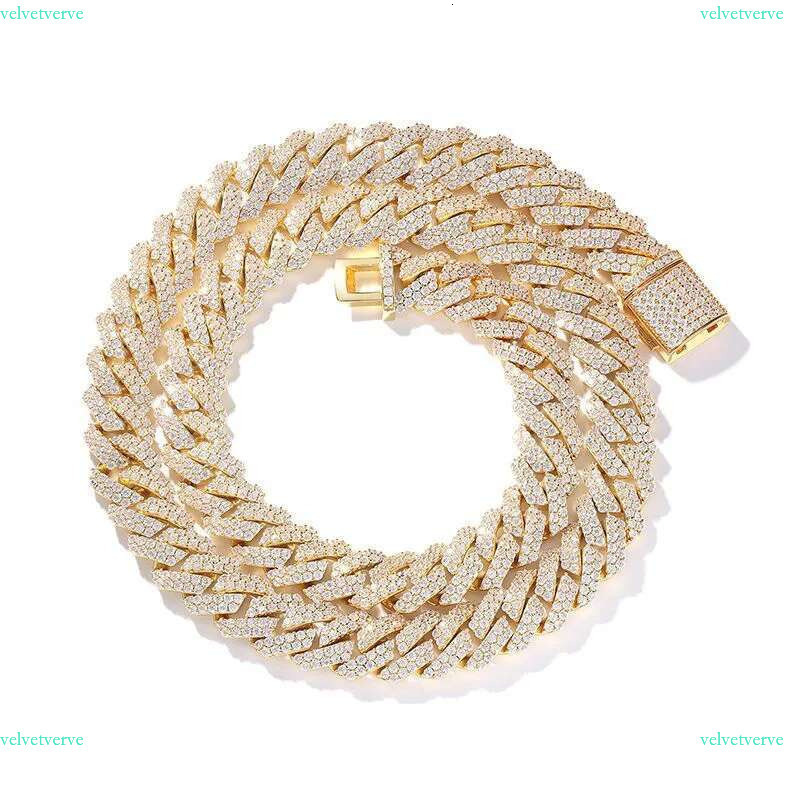 sterg sier 12MM moissanite men 2 row pass dia tester bracelet 14MM W CZ stone cuban k chain necklace personalize hip hop jewelry