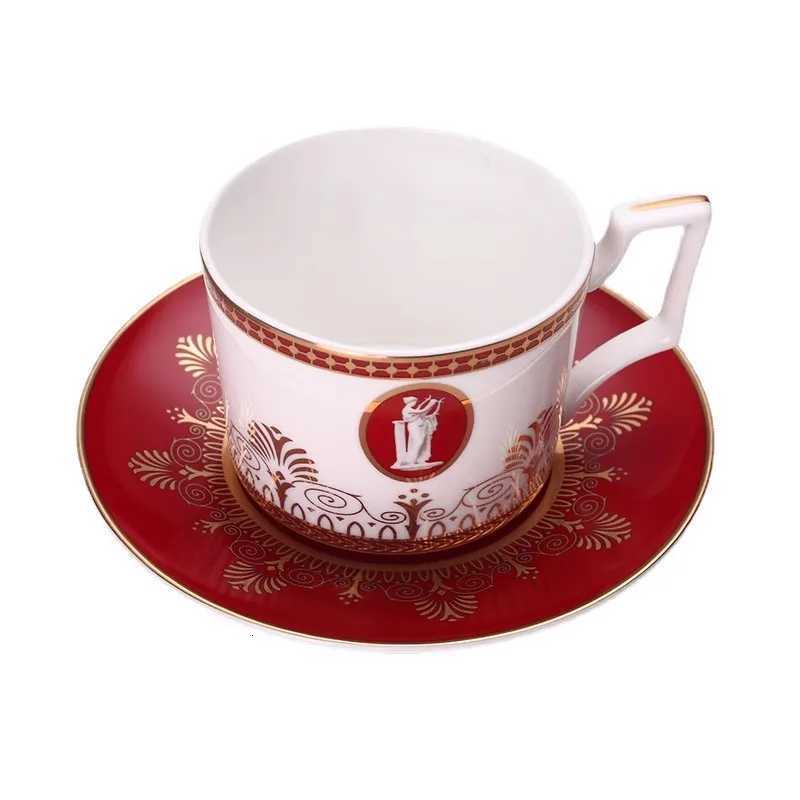 Christmas Red iron window Bone China Coffee Cup Ceramic Tea Black Tea Cup Dish Animal Tablewar Set Wedding and Housewarming Gifts Y251113