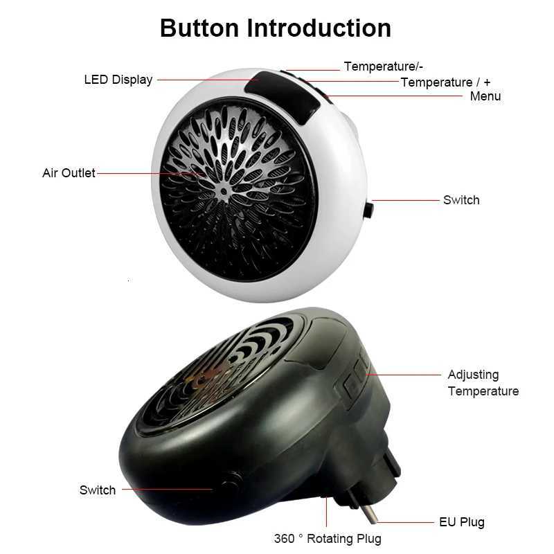 Small Circular Heater Portable Wall Mounted Desktop Two Electric Heaters Safe Energy Saving Intelligent Constant Temperature Y251113