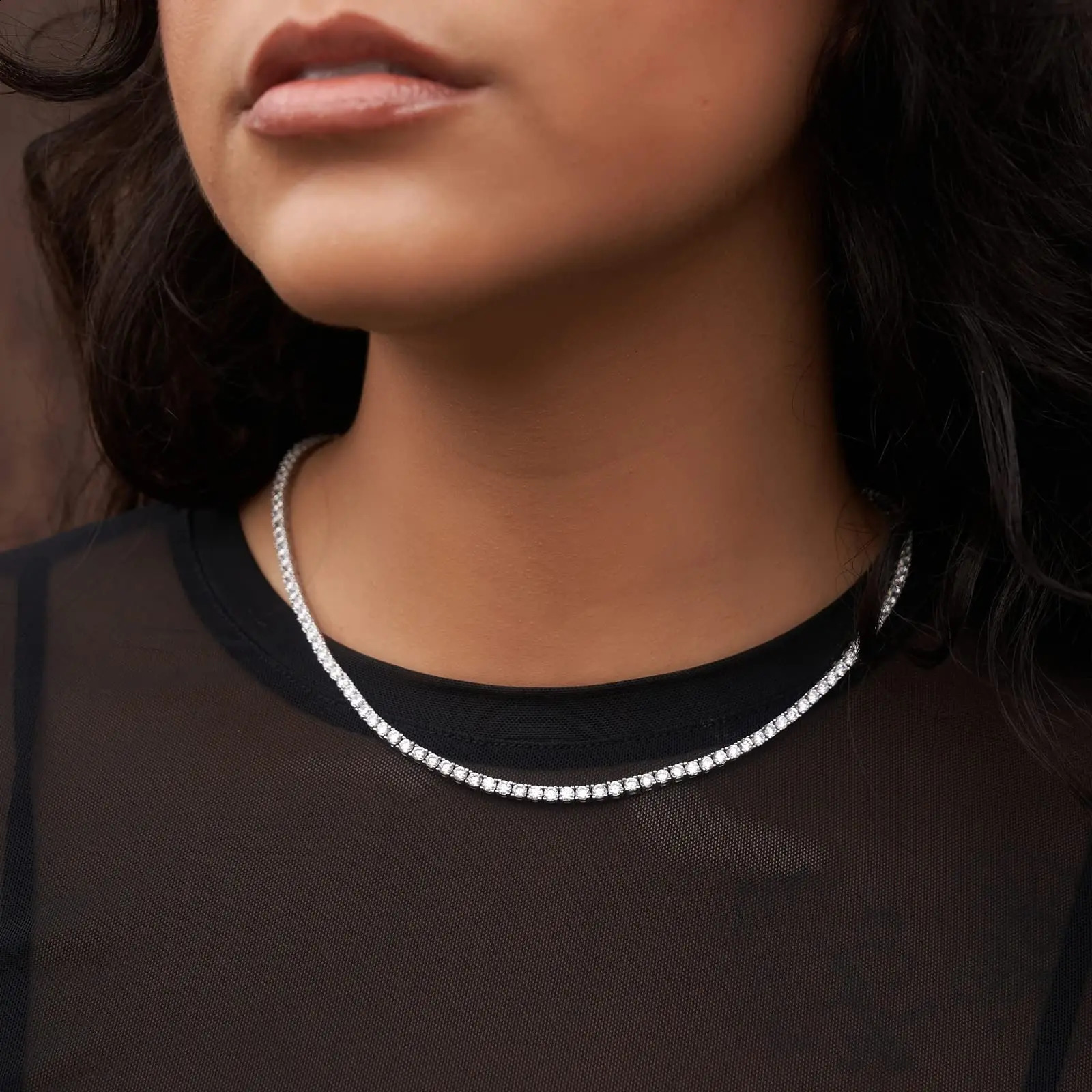 m 4mm 5mm Tennis Necklace for Women Men 18k Gold Plated 5A Cubic Zirconia Iced Out Choker Diamond Chain Hip Hop Jewelry 250407