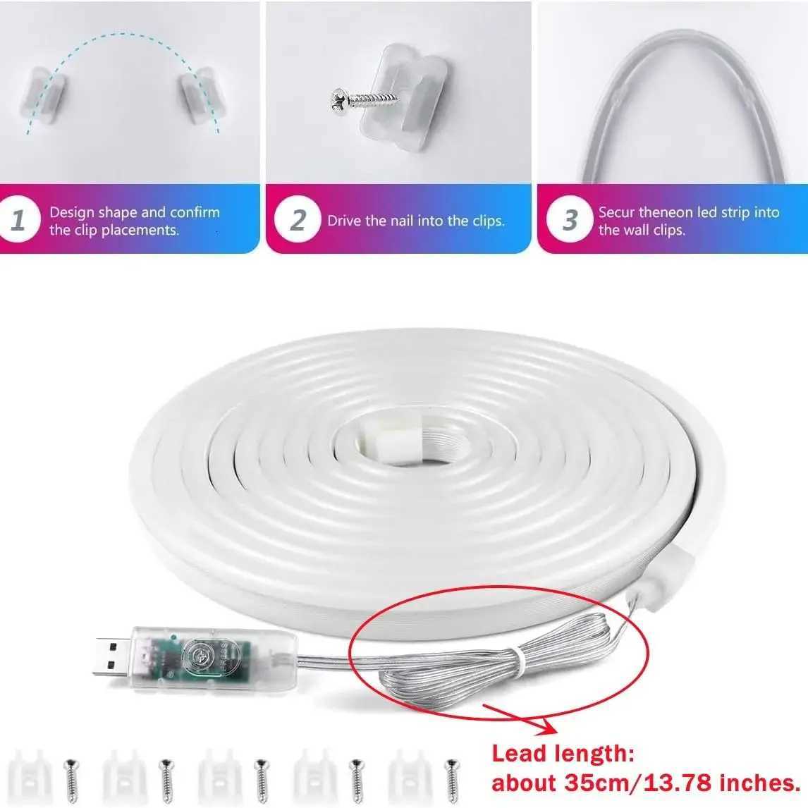 5V USB Neon LED Strip Lights 1/2/3/5M Waterproof RGBIC Neon Lamp Tape Bluetooth Remote Control For Home Party Christmas Decor W251112