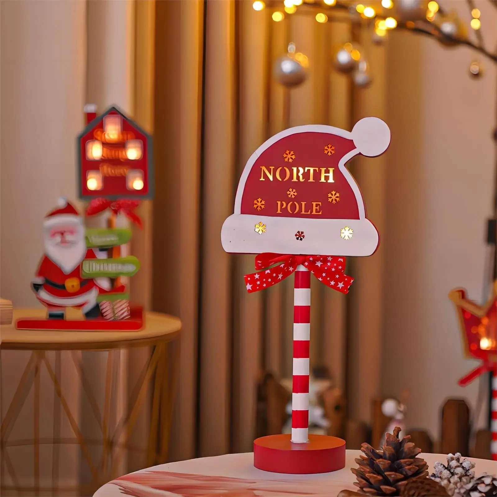 Christmas Stop Here Decor Santa Stop Here Tree Topper Desk Lamp LED Santa Stop Here Tree Topper Window Decorative Lights M251113