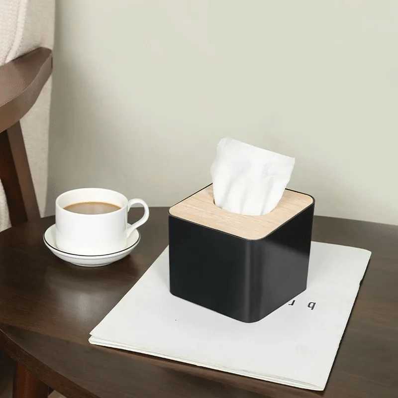 Square Tissue Box Cover Toilet Paper Box with Wood Cover Napkin Holder Case Simple Stylish for He Space-Saving Organi Y251112