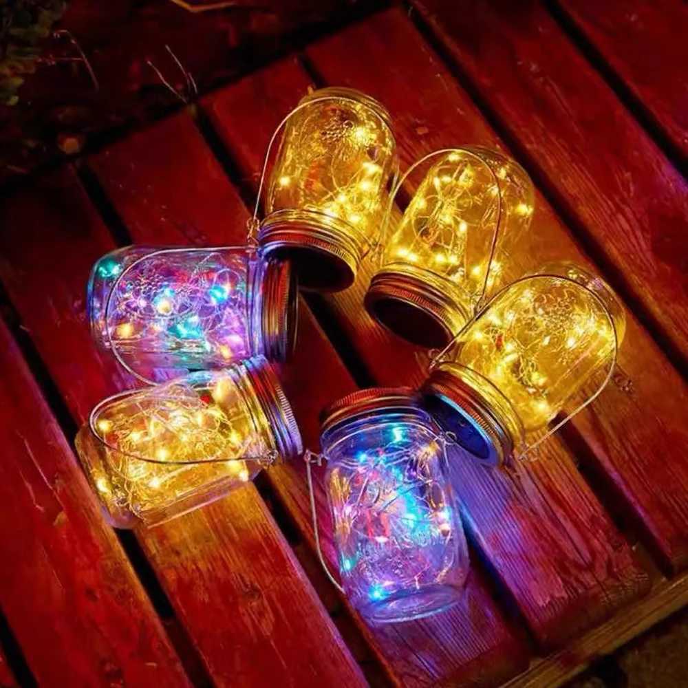 Solar Power Mason Jar Lid Lights LED Waterproof Fairy Light String Lights Garden Decor Christmas Lights Outdoor Wedding Decor M251113