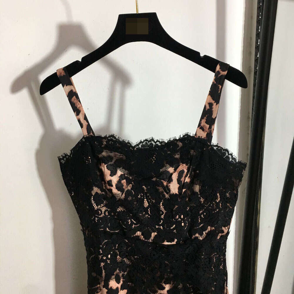 2025 Summer Shenzhen Nanyou Hot selling New Sexy Leopard Print Lace Splicing Strap Dress