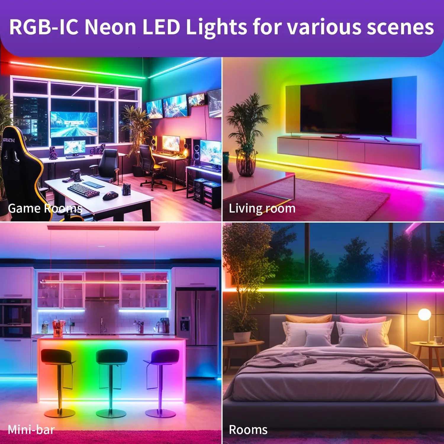 5V USB Neon LED Strip Lights 1/2/3/5M Waterproof RGBIC Neon Lamp Tape Bluetooth Remote Control For Home Party Christmas Decor W251112