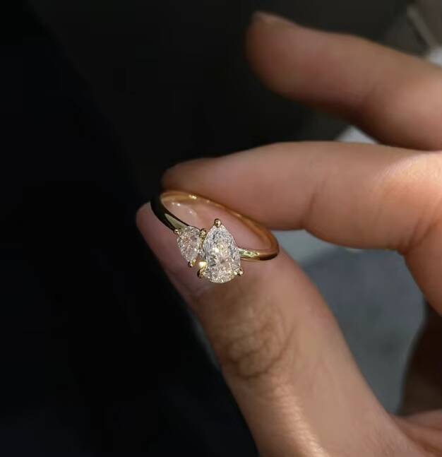 Silver Jewelry S925 Sterling Silver 8A Quality Pear Shaped Crushed Ice Zircon 925 Silver Engagement Wedding Rings for Women