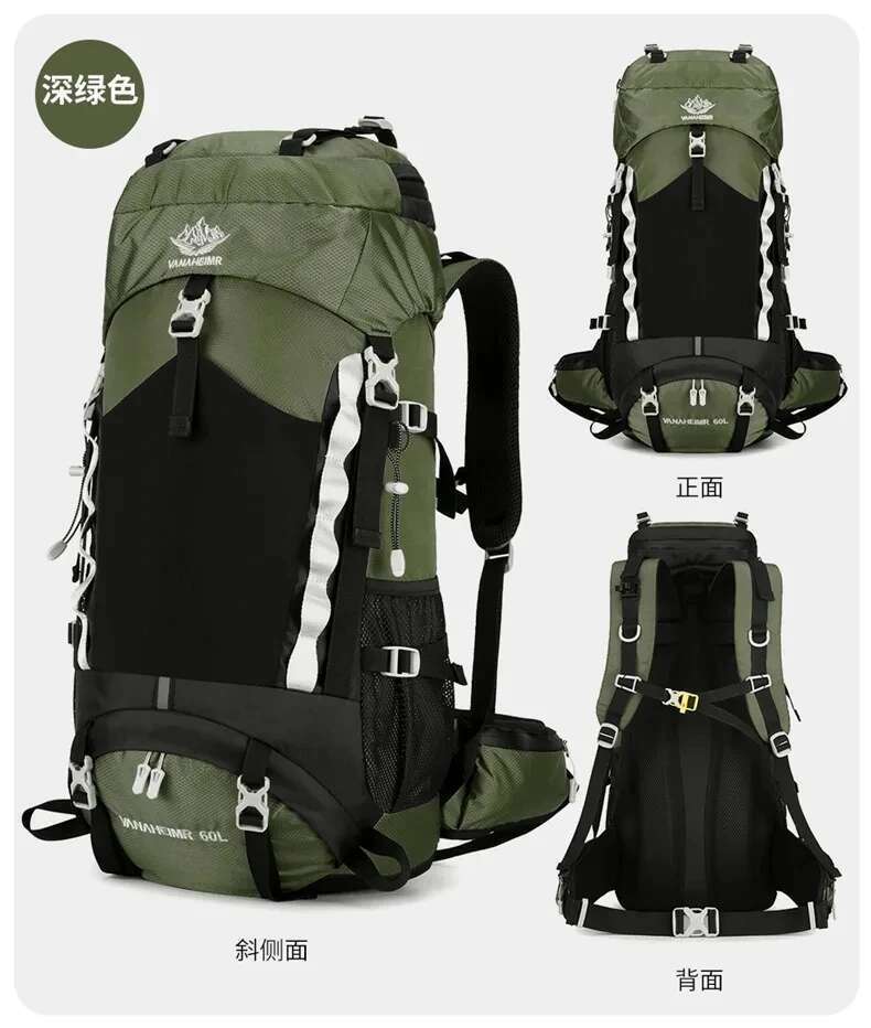 60L Camping Backpack Hiking Waterproof Travel Bags For Men Women Outdoor Trekking Rucksack Climbing Tactical Military Bag