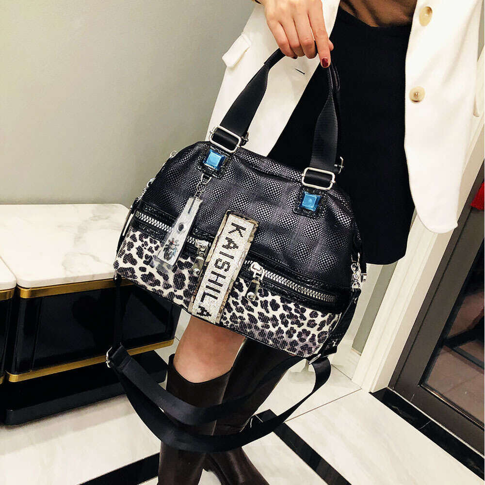Backpack Leopard Pattern Genuine Leather for Women New Fashion Versatile Crossbody Bag Women's Handbag