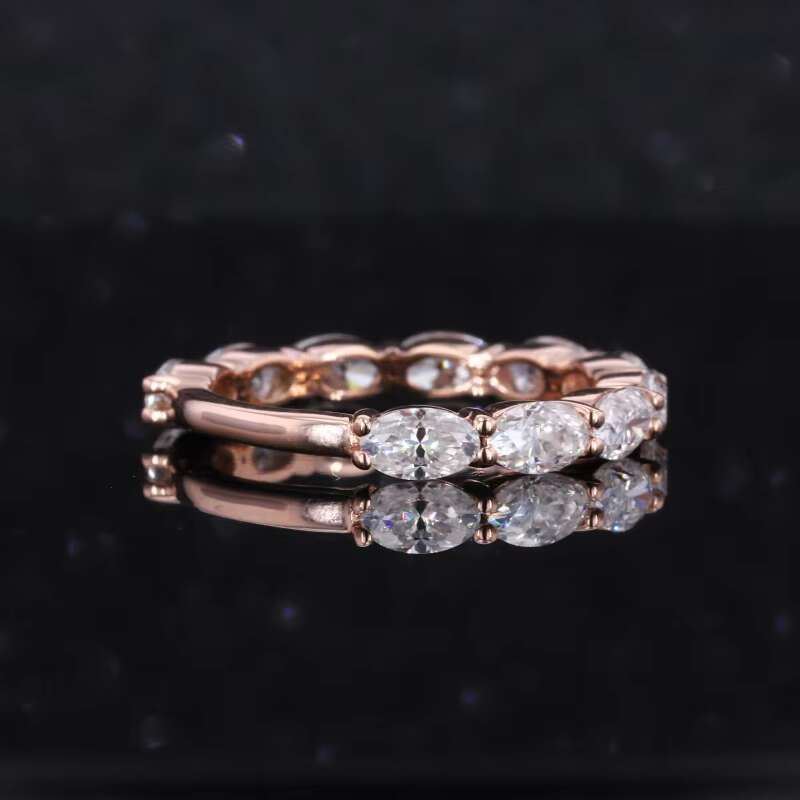 Lovely Girl Jewelry Oval 3x5mm Moissanite Stone 10k 14k 18k Solid Gold Band Ring
