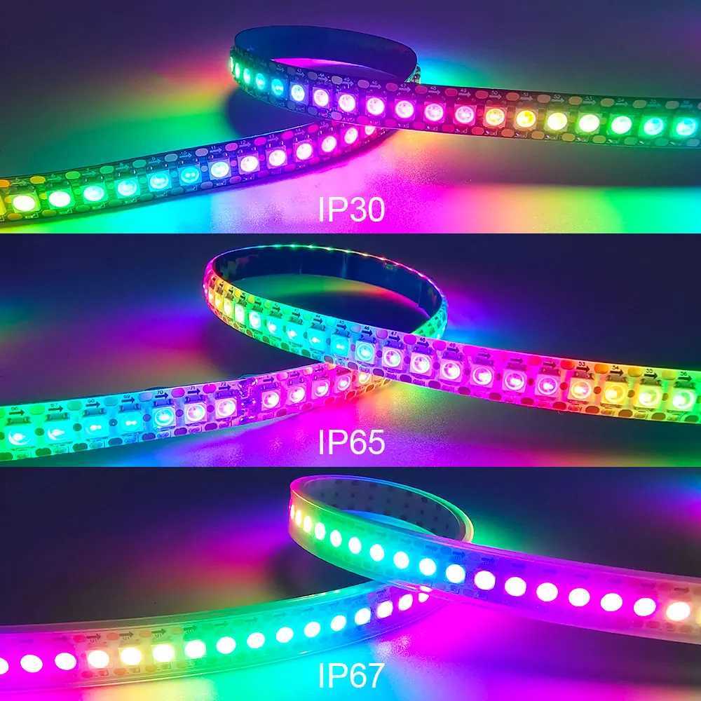 5V WS2812B WS2812 Digital Flexible Individually Addressable Pixel Led Strip RGB LED Strip 30/60/74/96/144Pixel/Leds/M Tape Light W251112