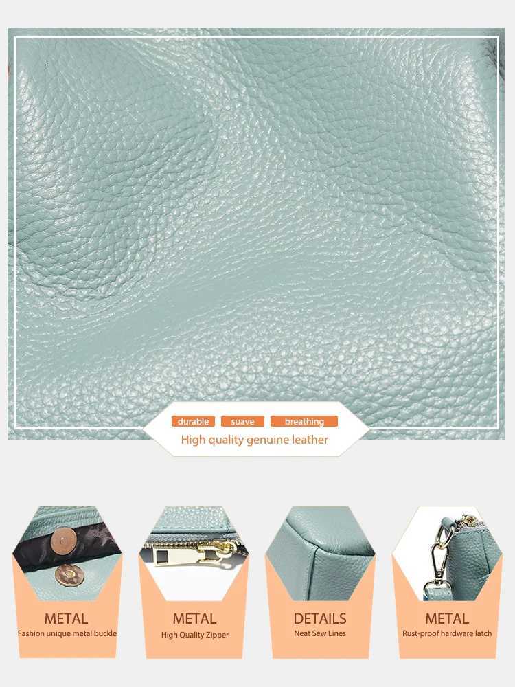 Zency Laides Small Soft Genuine Leather Handbag Casual Women Crossbody Bag Simple Bucket Bag For Phone Female Purses Grey BagW251112