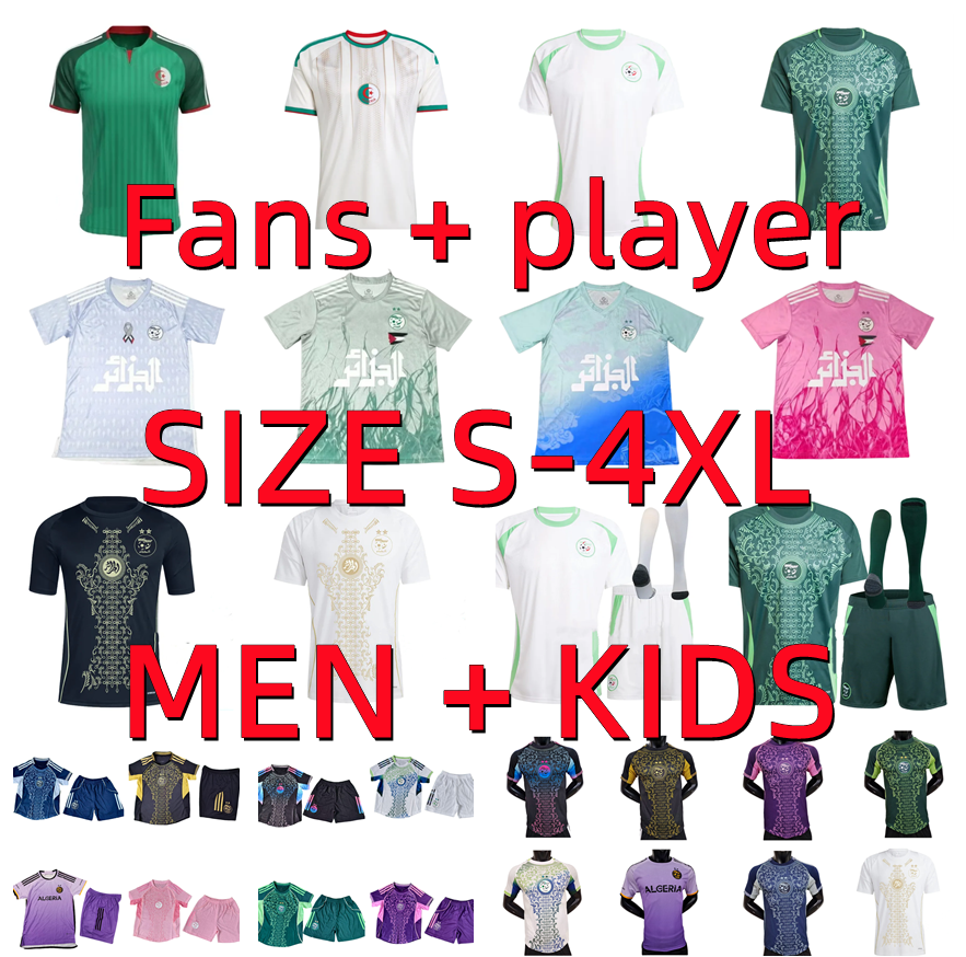25 26 Algerie MAHREZ soccer jerseys 2025 2026 Player version ALGERIA NOURI AOUAR BENSEBAINI BENRAHMA Algeria men kids maillot de football shirts training uniforms