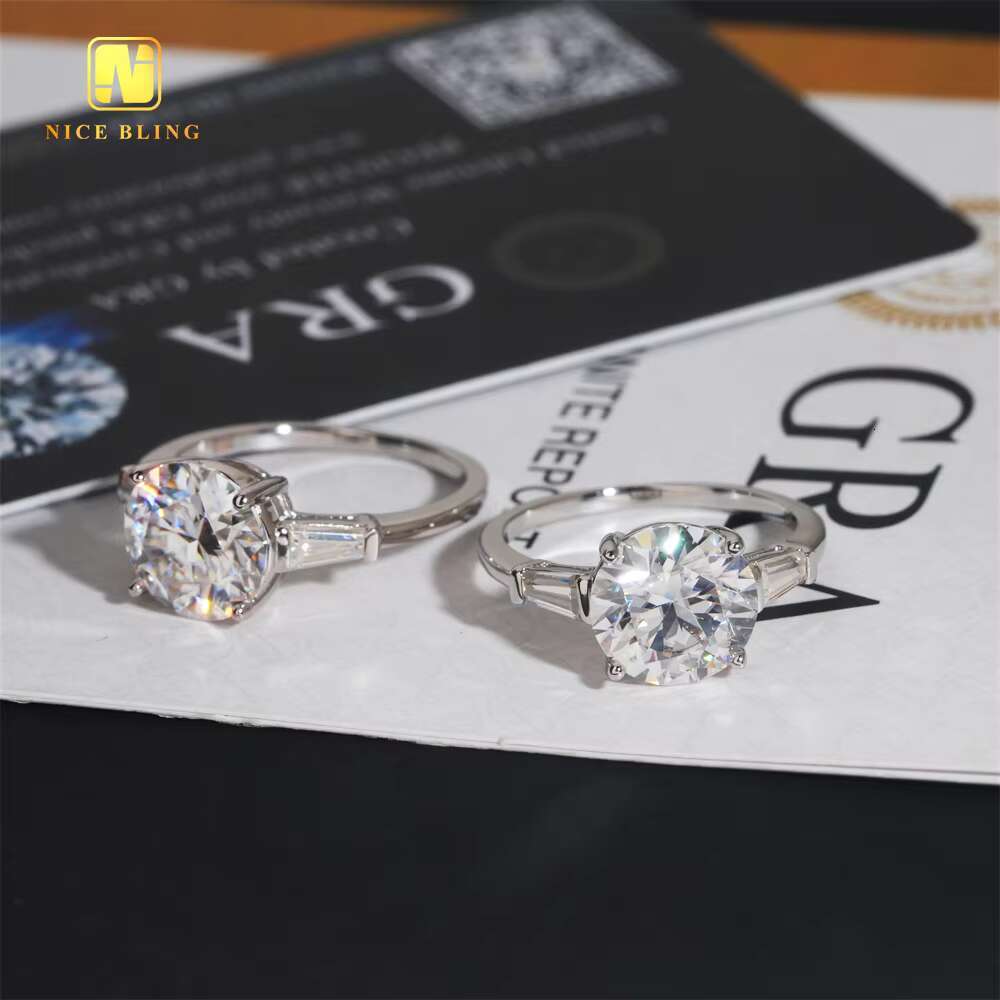 Wedding Ring Round Cut 4CT Fine Jewelry 925 Sterling Silver VVS Moissanite Rings Big Diamond Engagement Ring for Women