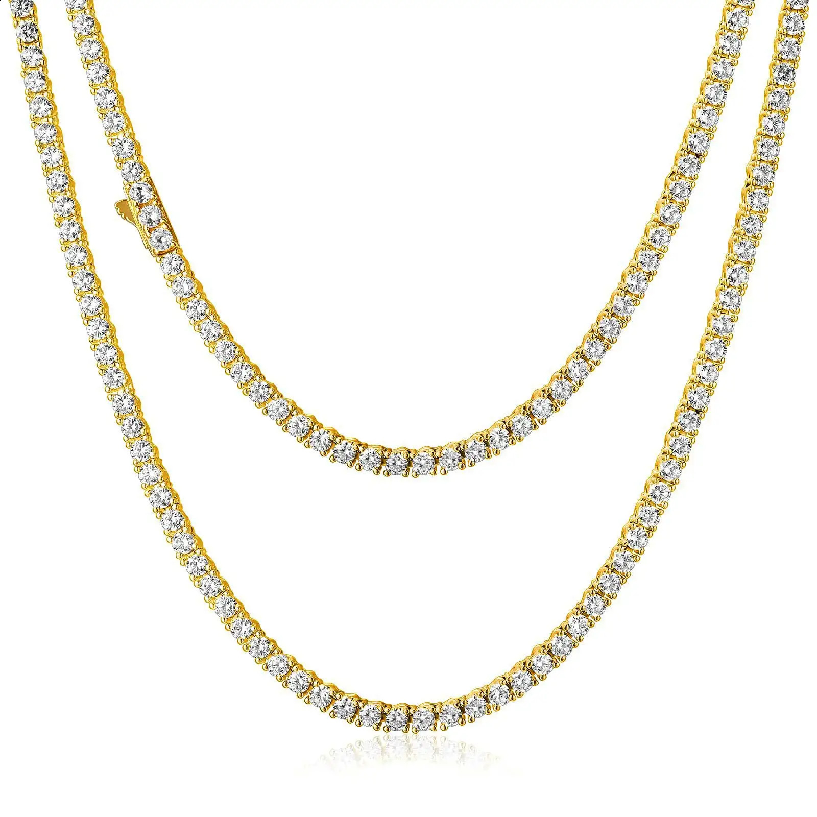 m 4mm 5mm Tennis Necklace for Women Men 18k Gold Plated 5A Cubic Zirconia Iced Out Choker Diamond Chain Hip Hop Jewelry 250407