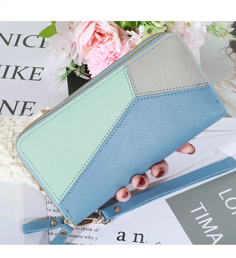 Handheld Wallet Womens Long Zipper Student Wallet Korean Edition Color Large Capacity Handheld Phone Bag 250410