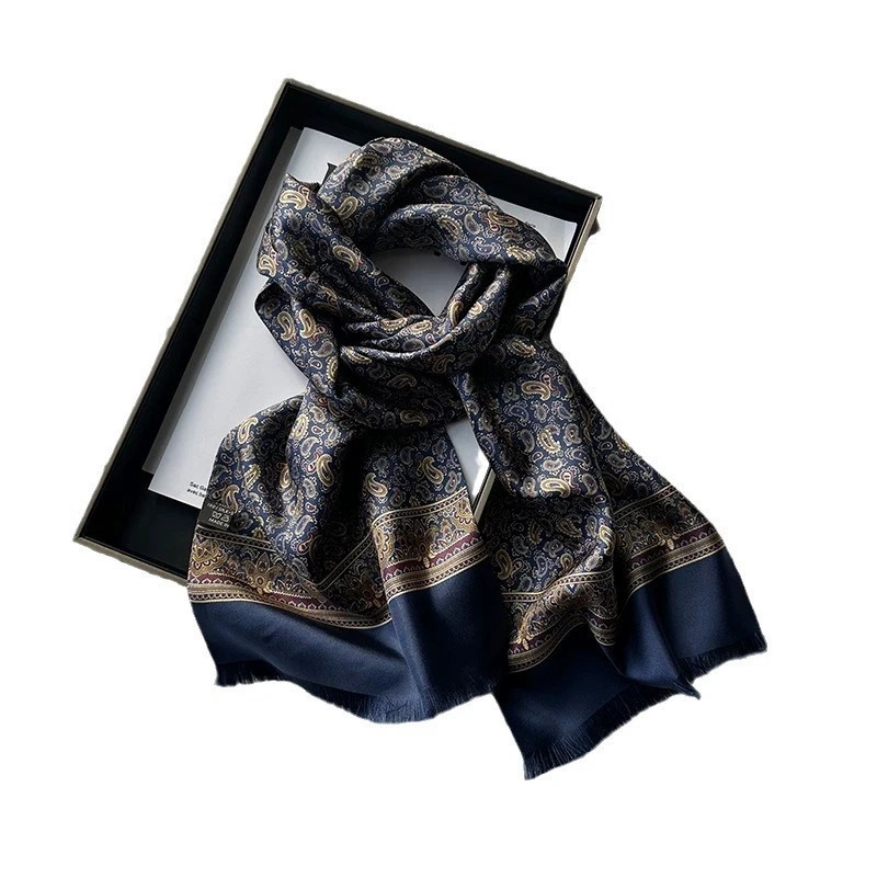 Spring Autumn High-End Silk Scarf with Paisley Pattern for Men Silk Long 100 Silk Neck Scarf Winter Printed Scarves 251112