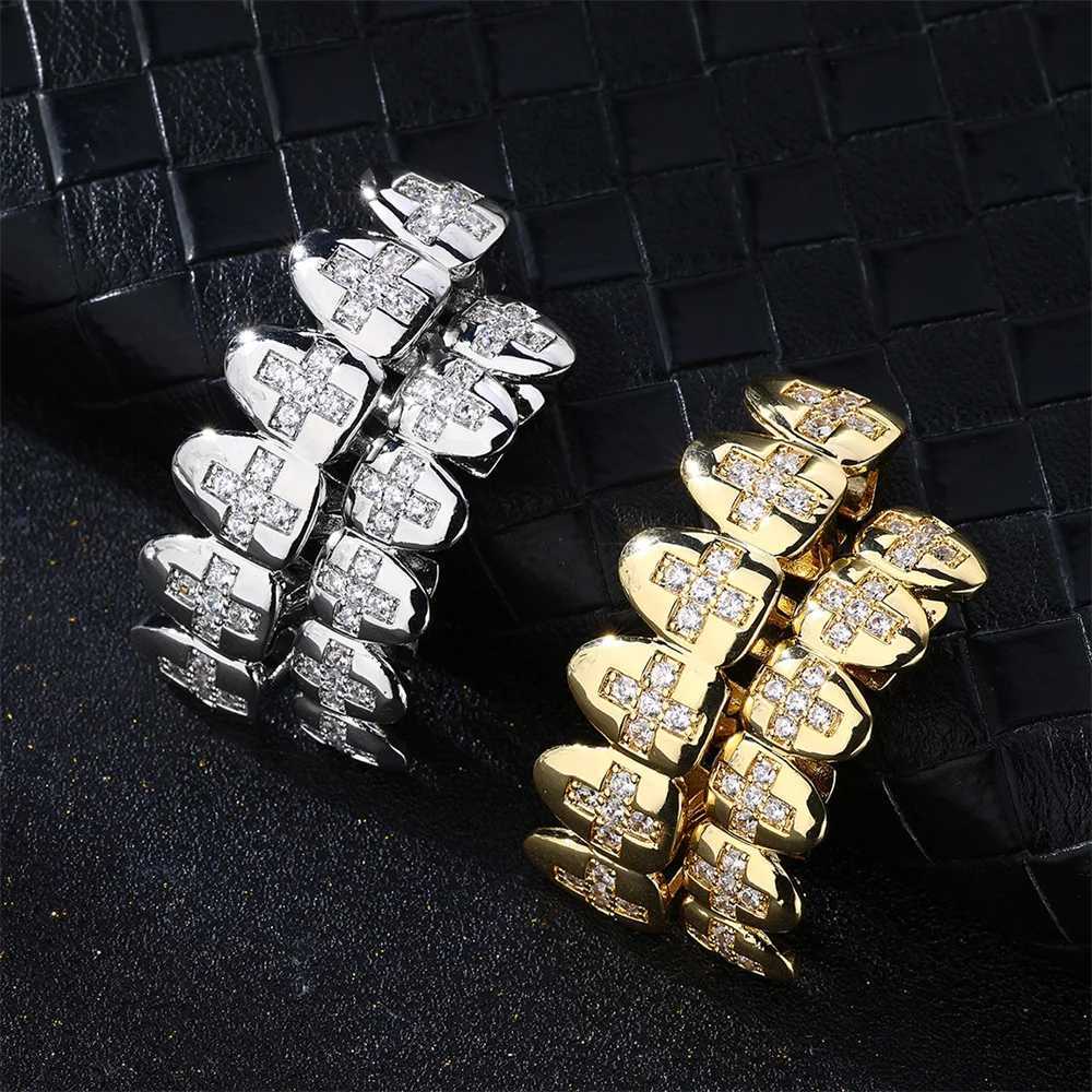 D Zs new shiny cubic zirconia teeth Grilz set designed for unisex top and bottom oral gold and silver removable dental fashion jewelryXJ250412
