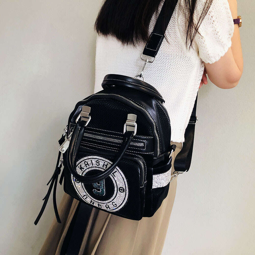 Backpack New Versatile Handbag Fashionable One Shoulder Large with Diamond Inlaid Women's Multi use Backpack Crossbody Bag