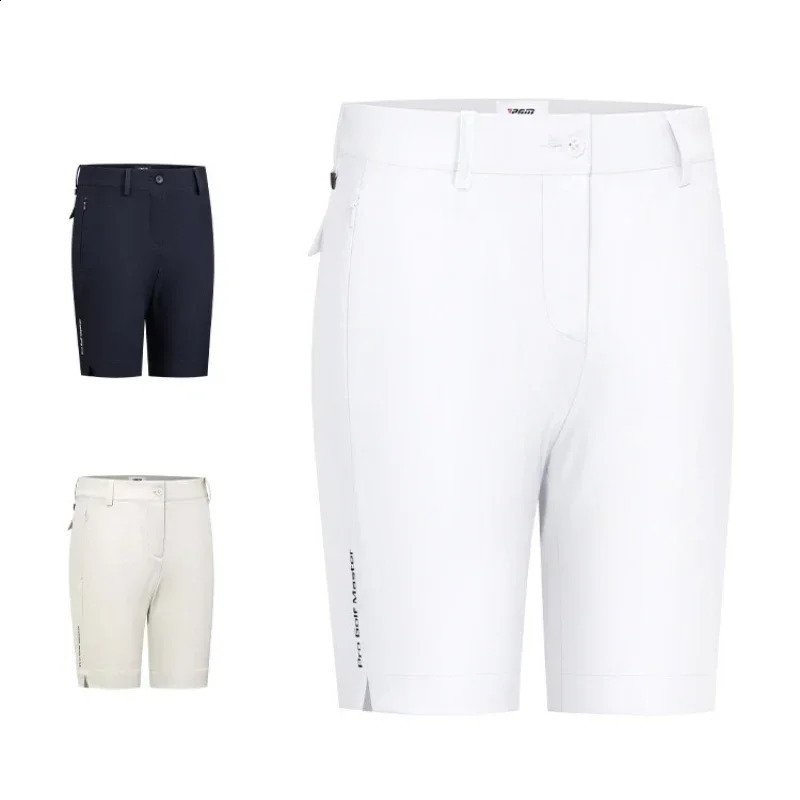 PGM Women Summer Golf Shorts Pants Elastic Waterproof Half Trousers Zip Pocket Ladies Sports Clothing Wear Tennis KUZ129 250411