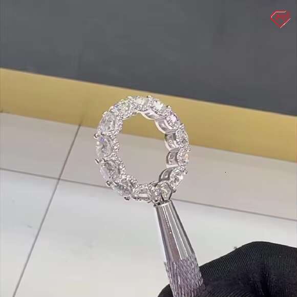 Hip Hop Moissanite Ring Eternity Timeless Iced Out Prong Setting 925 Sterling Silver Men Ring Engagement Ring