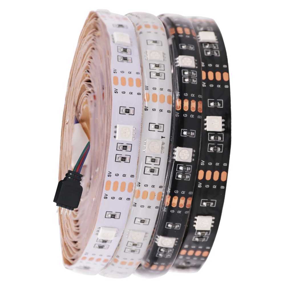5v 5050 RGB LED Strip Light Flexible Tape Lamp Waterproof 50cm 1m 2m 3m 4m 5m With 4pin Plug White/ Black PCB Home Decoration W251112