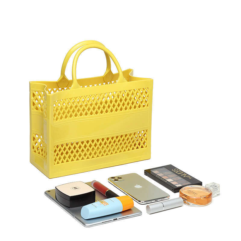 Trendy PVC Barbie Jelly ins Large Capacity Storage Hollow Beach Bag Shopping Basket Handheld