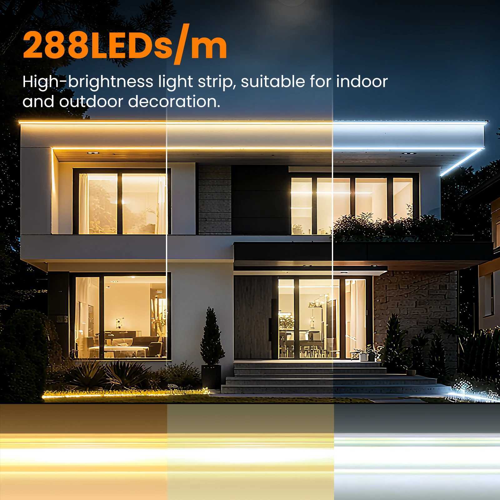 AC 220V Dimmerable COB Strip With EU/UK Dimmer Plug Waterproof White 3000K 4000K 6000K Home Decor Flexible LED Light 1M-35M W251112