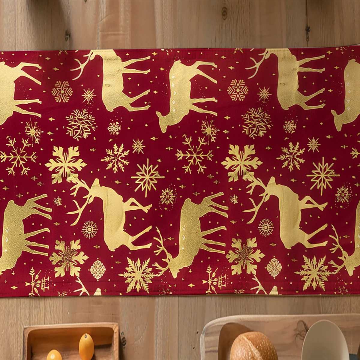Christmas Christmas Elk Table Runner Kitchen Dining Table Decoration for Indoor Outdoor Home Table Runners Washable Dining Long Cloth Y251113