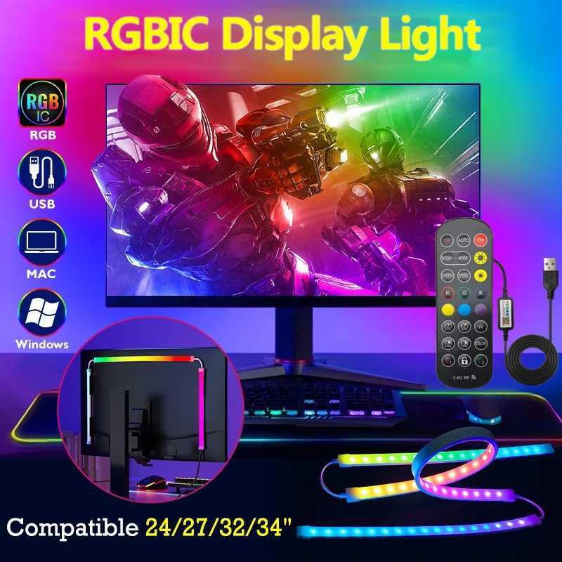 LED Gaming Strip Light Computer Monitor Backlight RGBIC LED Strip Light 24-34 Inch Screen USB Gaming Room Atmosphere Decor Lamp W251112