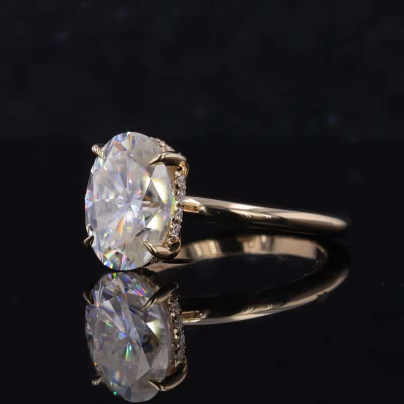 10k 14k Gold D Color Oval Heart arrow Cut 7x10mm Loose Moissanite Gemstone Engagement Ring
