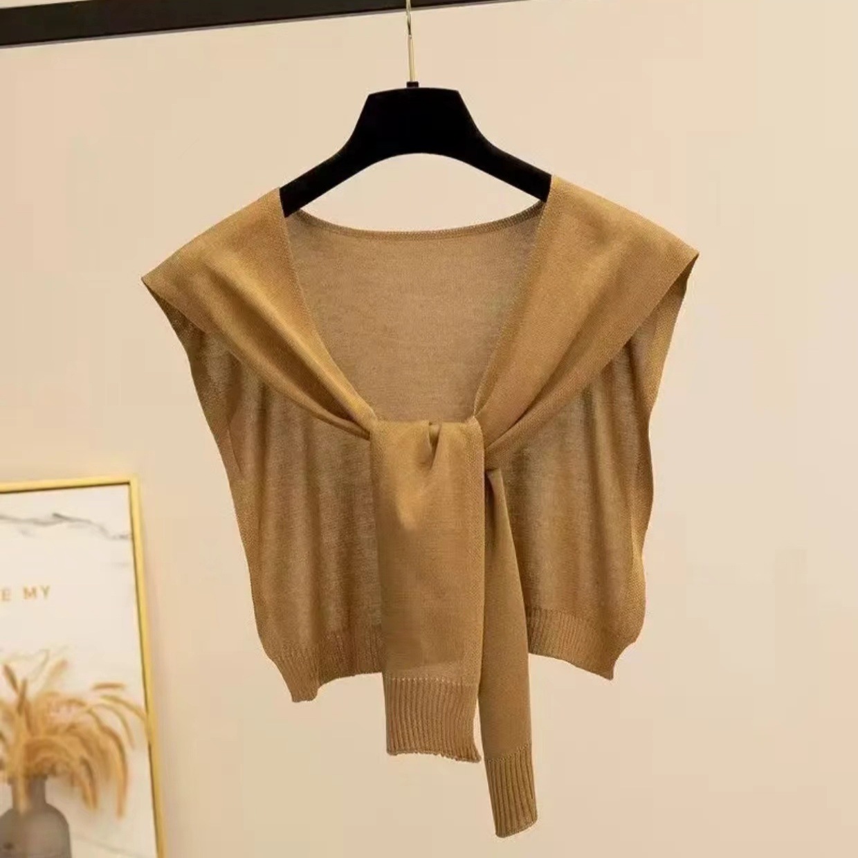 K385 2024 Ice Silk Thin Breathable Comfort Shawl Fashionable Versatile Solid Color Sunscreen Shoulder Air Conditioning Knitted Shawl