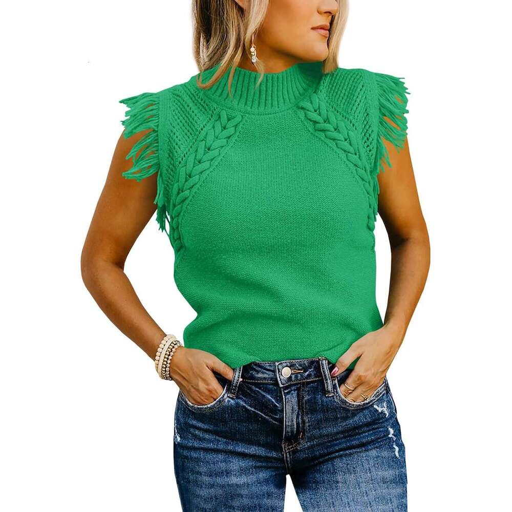 Women's clothing 2025 new TK women's woolen top casual weave sleeveless sweater vest