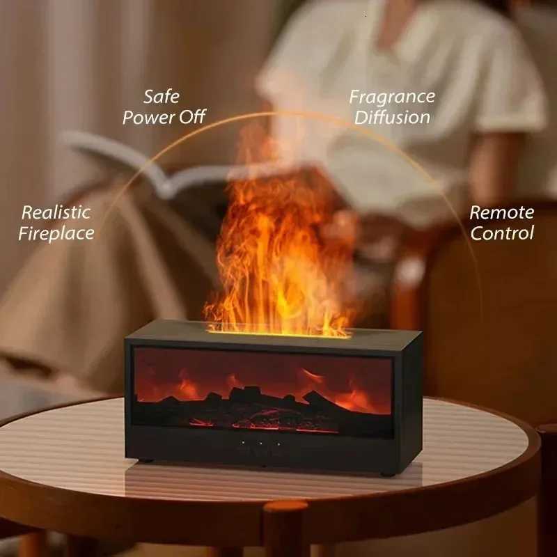 Simulated 3D flame aromatherapy machine essential oil humidifier color atmosphere lighting with remote control holiday gift Y251113