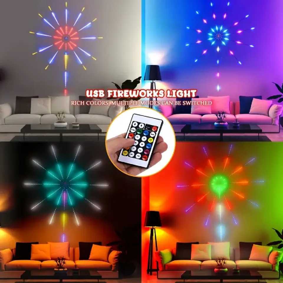 RGBIC Fireworks Light Bedroom Decoration Smart Fireworks Strip USB powered For Christmas Indoor Party Ramadan Holiday Lights W251112