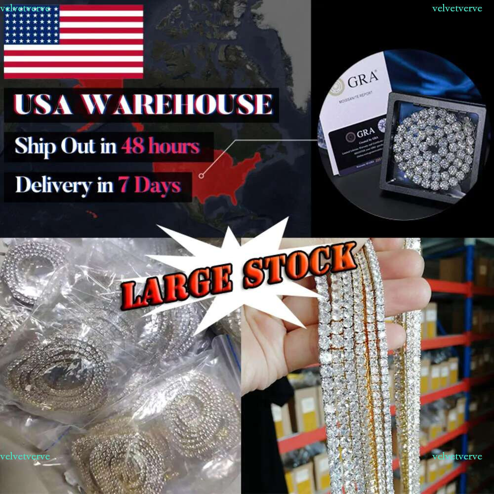 Bracelet necklace hip-hop tennis Sterg Sier VVS Moissanite Dia Cluster Iced Out Cuban Chain for fashion Men Women