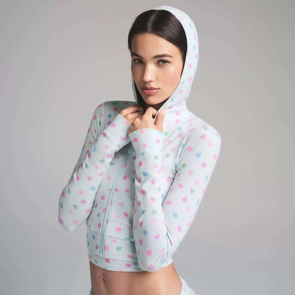 Women's Wear Ski Rose Same Style New Valentine's Day Zipper Hooded Short Jacket
