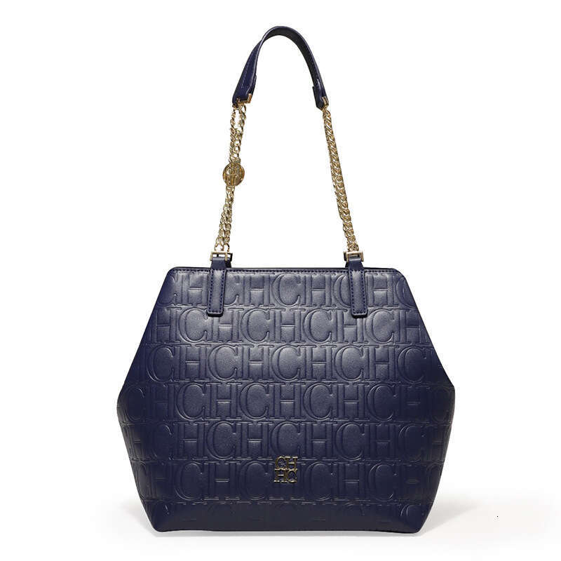 CH Women's Shoulder Bag Hexagonal High-End Fashion Solid Color Large Capacity Handbag Letter Printing Embossed Design