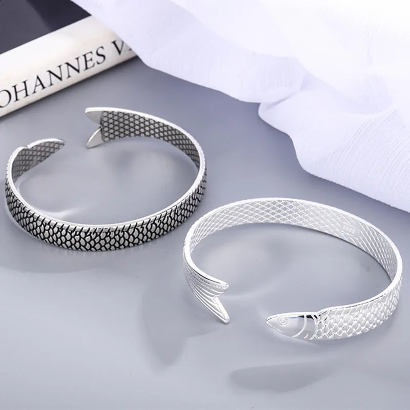 Creative Fashion Personality Lucky Wealth Transfer Dragon Bracelet 925 Pure Silver Jewelry Fish TYB110 250410
